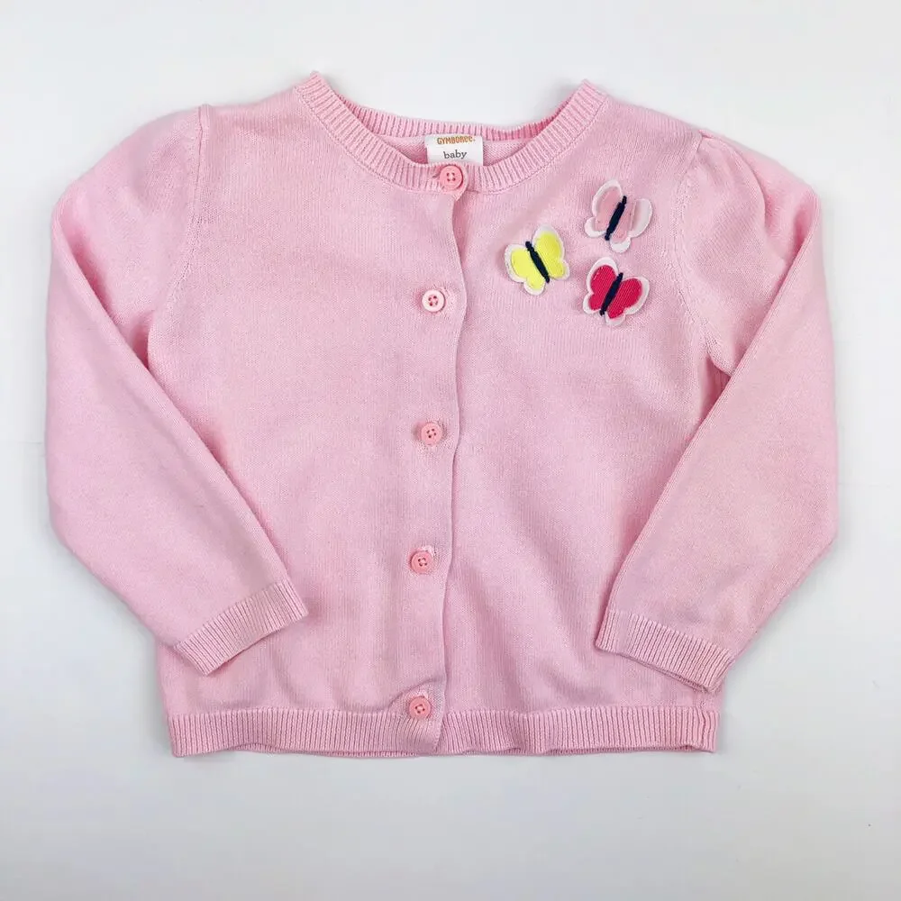 Gymboree Pink Butterfly Cardigan Sweater Size 18-24 Months